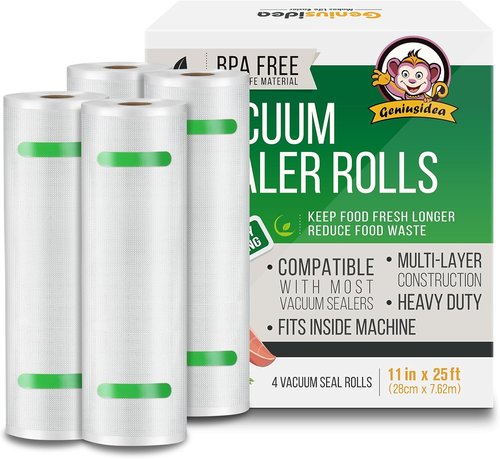 Food Saver Vacuum Sealer Bags - Commercial Grade 11" x 25' Rolls | Meal Prep, Microwave & Freezer Safe
