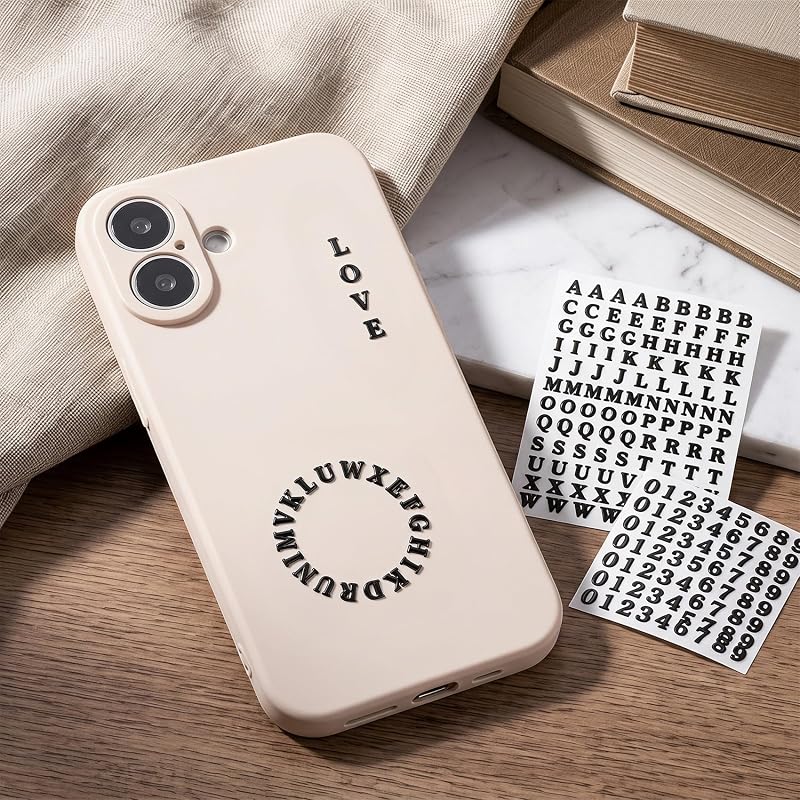 640pcs Tiny Metal Letter Stickers Numbers - 3 Styles, Black (Variation: Black)