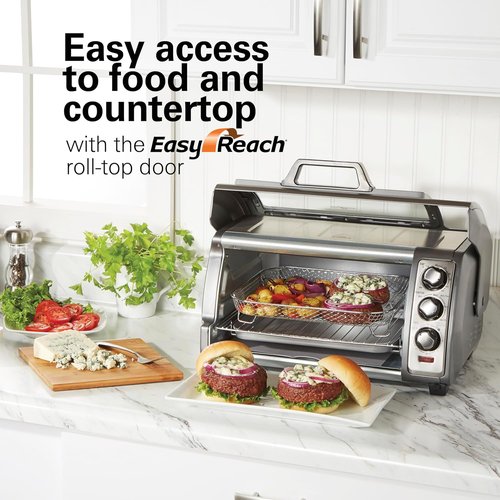 Hamilton Beach Air Fryer Toaster Oven - Large Capacity for 6 Slices or 12” Pizza | 4 Cooking Functions, Stainless Steel