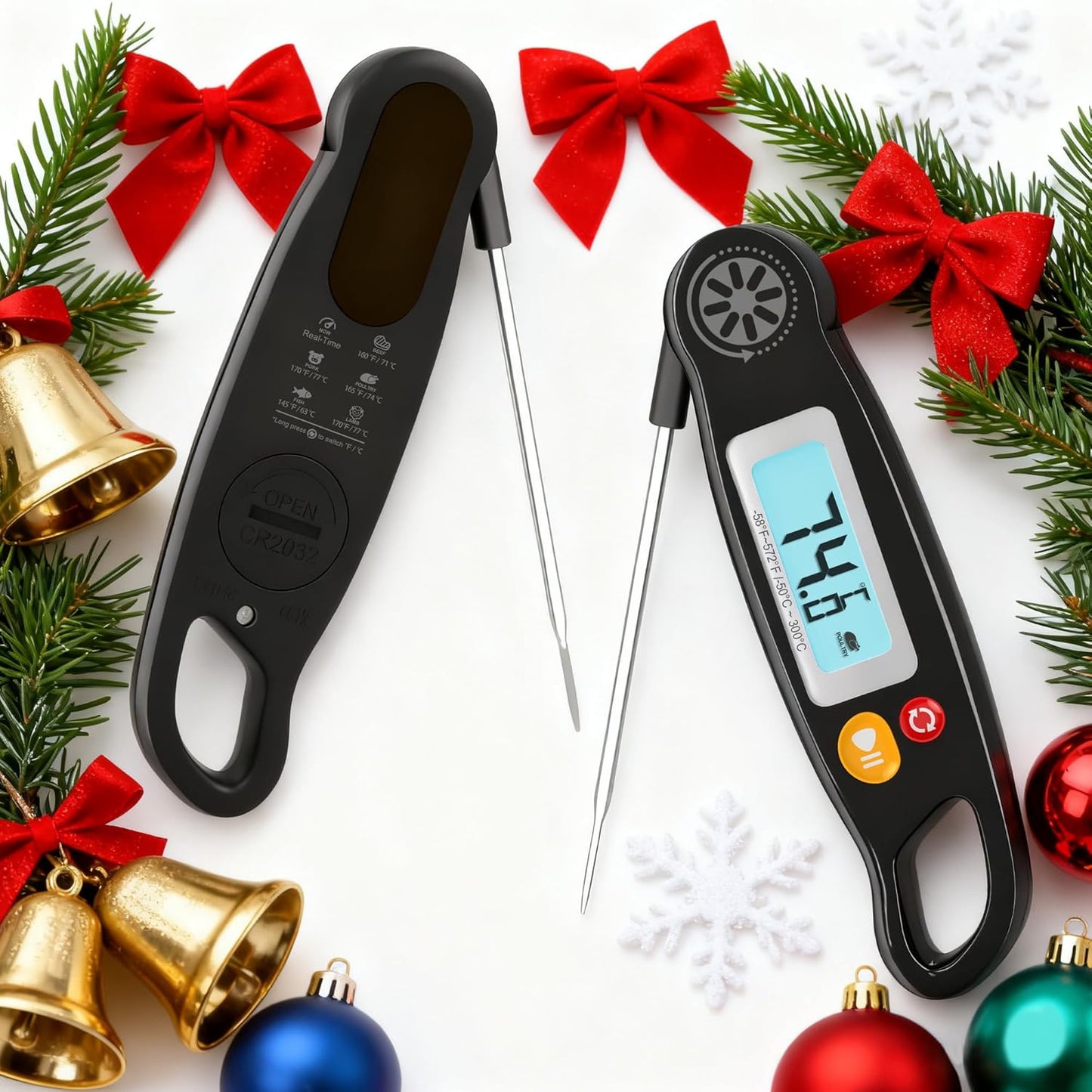 Antonki Digital Meat Thermometer - Instant Read Cooking Thermometer with Backlight | Perfect for Grilling, Baking, BBQ
