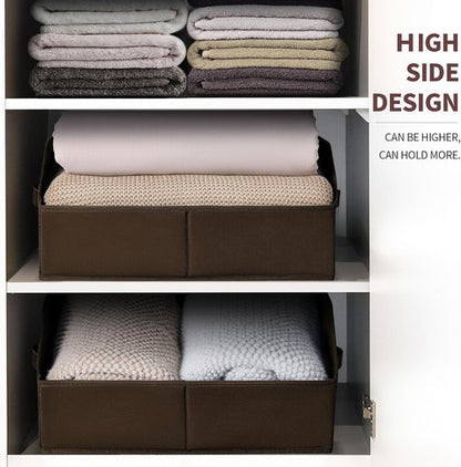 Homsorout Decorative Storage Baskets - Trapezoid Closet Bins with Handles for Home & Office | 3 Pack, Brown