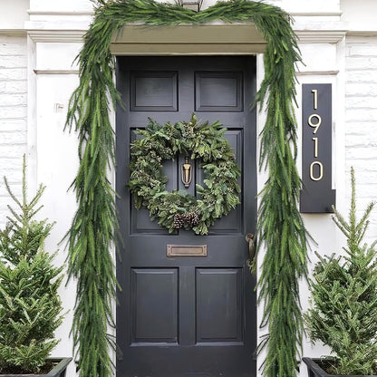 Skiennix Christmas Garland - 6 Ft Norfolk Pine - Rustic Artificial Greenery Decor for Indoor/Outdoor Use
