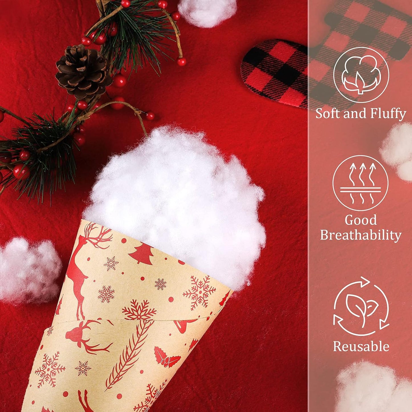 Ruisita Christmas Fake Snow Decor - Fluffy Cotton Blanket for Holiday Crafts & Decorations (2 Pack)
