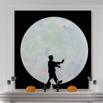 Renditions Gallery Frankenstein Halloween Theme Moon Background Gallery Wrapped Canvas Wall Art, 16x16 (WC07-IHHAL06-R)