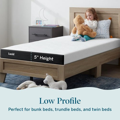 Lucid 5 Inch Memory Foam Mattress - Firm Feel with Bamboo Charcoal & Gel - Twin Size - Bed in a Box