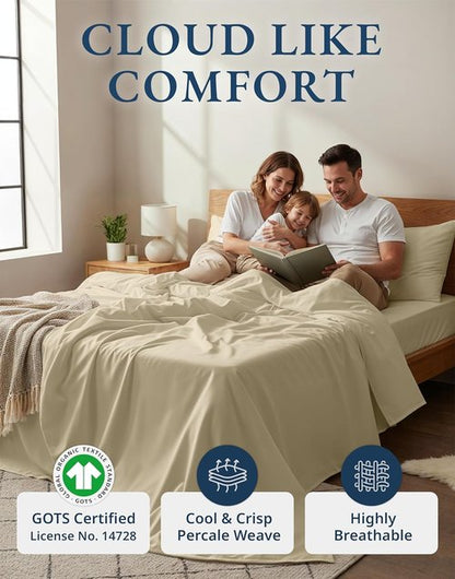LANE LINEN 100% Organic Cotton Queen Sheets Set - Eco-Friendly, Mercerized & Temperature Regulating