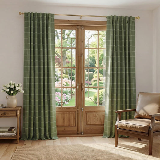 NICETOWN Blackout Curtains - 100% Thermal Insulated Room Darkening Drapes | Olive Green, 52" W x 84" L, 2 Panels