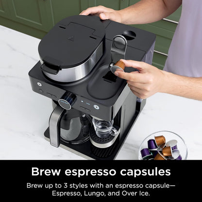 Ninja Espresso Maker - 3 Brew Styles & Built-in Frother | Single-Serve Coffee & Nespresso Compatible, Black