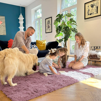 OLANLY 3x5 Soft Fluffy Shaggy Bedside Rug - Machine Washable Indoor Carpet for Kids & Nursery | Blush Color