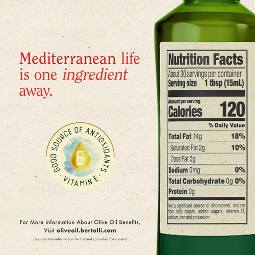 Bertolli Extra Virgin Olive Oil - Rich Taste with Polyphenols | Squeeze Bottle, 15.5 fl oz