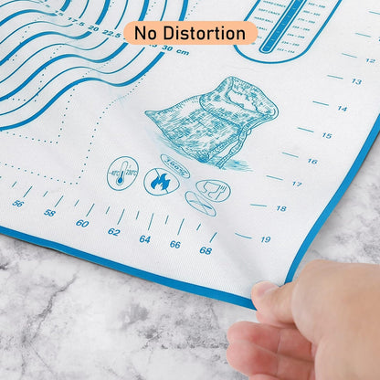 Skiennix Silicone Baking Mat - Non-Stick Pastry Mat with Measurements for Dough & Pizza | 24'' x 32'' Blue