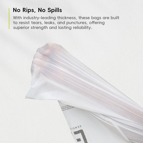 EKO 13 Gallon / 40-60 Liter, 60 Count Drawstring Trash Bags, Extra-Strong Unscented Garbage Bags, Easy-Dispense Roll for Kitchen & Household Use, Leak-Resistant, Code F, White