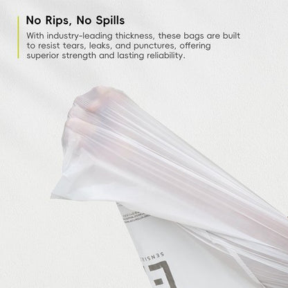 EKO 13 Gallon / 40-60 Liter, 60 Count Drawstring Trash Bags, Extra-Strong Unscented Garbage Bags, Easy-Dispense Roll for Kitchen & Household Use, Leak-Resistant, Code F, White