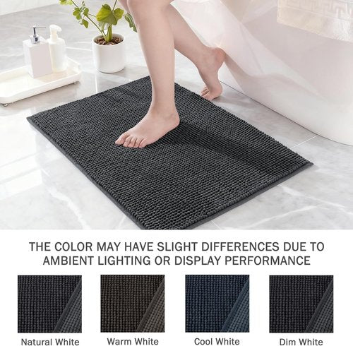 Exclusivo Mezcla Bathroom Rugs - Extra Soft Chenille Mat, Quick Dry & Machine Washable, 24x36, Grey