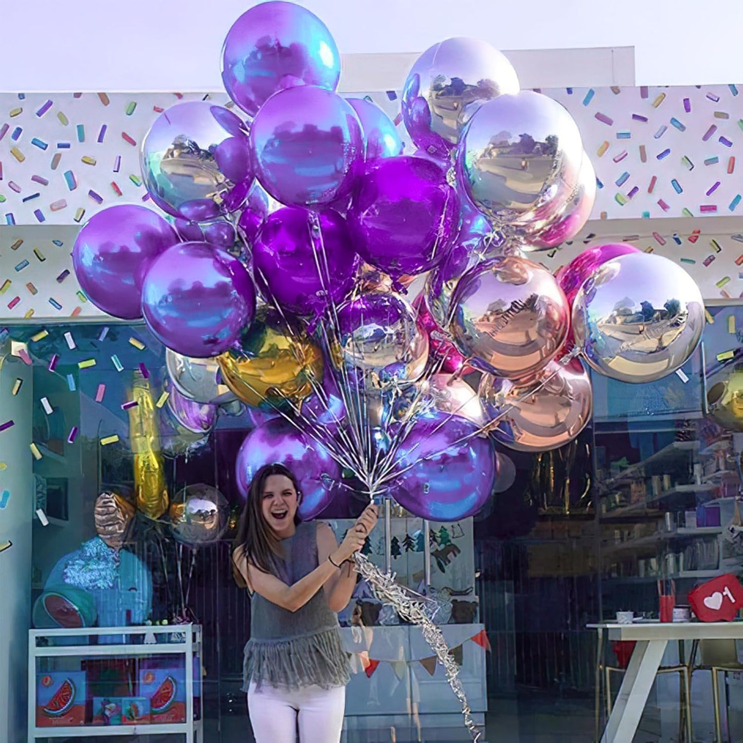 PartyWoo Metallic Purple Foil Balloons - 22 Inch Jumbo Round Mylar Balloons for Birthday & Halloween Decor