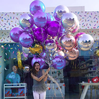 PartyWoo Metallic Purple Foil Balloons - 22 Inch Jumbo Round Mylar Balloons for Birthday & Halloween Decor