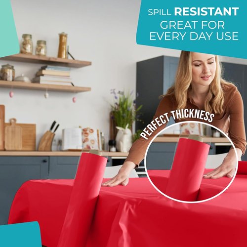 Exquisite Party Red Plastic Table Cover Roll - Premium 0.5 MIL Thick, 40" x 300' - 4 Pack Disposable Tablecloths