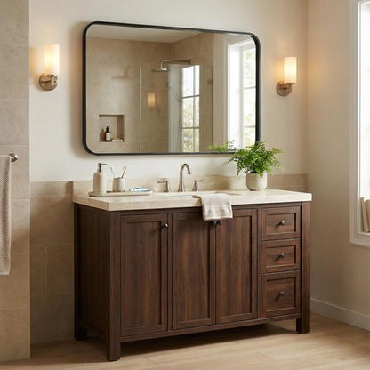 Pocetry 2-Pack 24x36 Inch Matte Black Bathroom Vanity Mirrors | Flush Mount Deep Set Metal Wall Mirror for Over Sink | HD Shatterproof Glass, Rustproof
