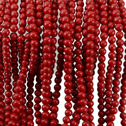 48ft Dark Red Christmas Bead Garland with Hemp Rope - Pre-Strung for Mantles & Trees (Variation: Dark Red)