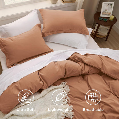Bedsure Taupe California King Duvet Cover - Extra Soft Prewashed Cotton-Like Polyester Set, 104x98" with Zipper Closure & 2 Pillow Shams
