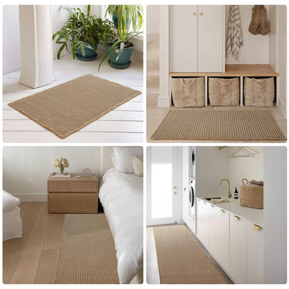 TYUU Light Peachy Pink Long Bathroom Rugs, Waffle Runner Rug Bathroom Non Slip Washable Quick Dry Cute Bath Mat Boho Farmhouse Bath Mat, 60"x24" Light Peachy Pink
