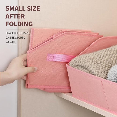 Homsorout Decorative Closet Baskets - Trapezoid Storage Bins with Handles | 10-Pack, Pink for Home & Office Organization