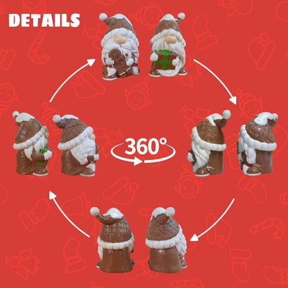 Regine Switzerland Gnome Christmas Decorations - 2Pcs Resin Gingerbread Gnomes | 4.5 Inch Table Decor Gifts for Women