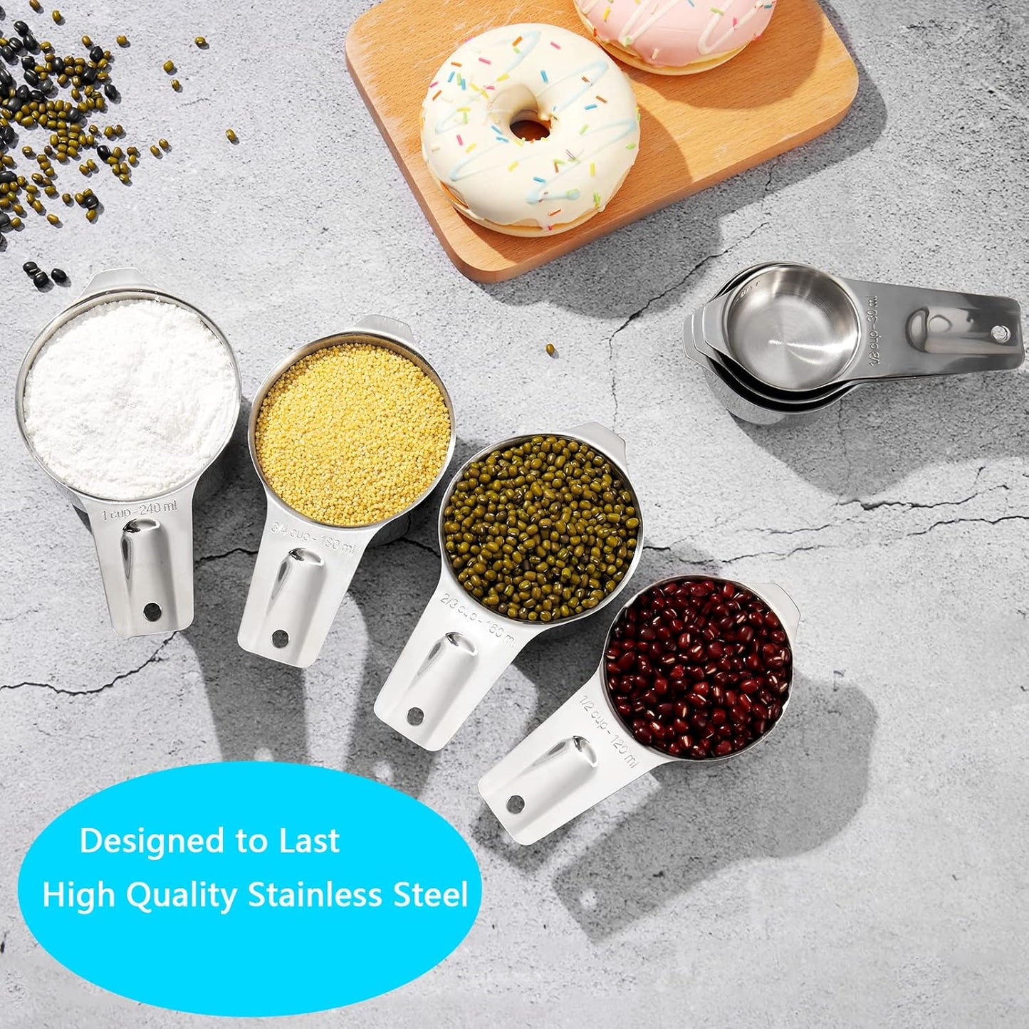 Skiennix 20-Piece Measuring Cups and Spoons Set - Stainless Steel & Plastic for Accurate Cooking & Baking
