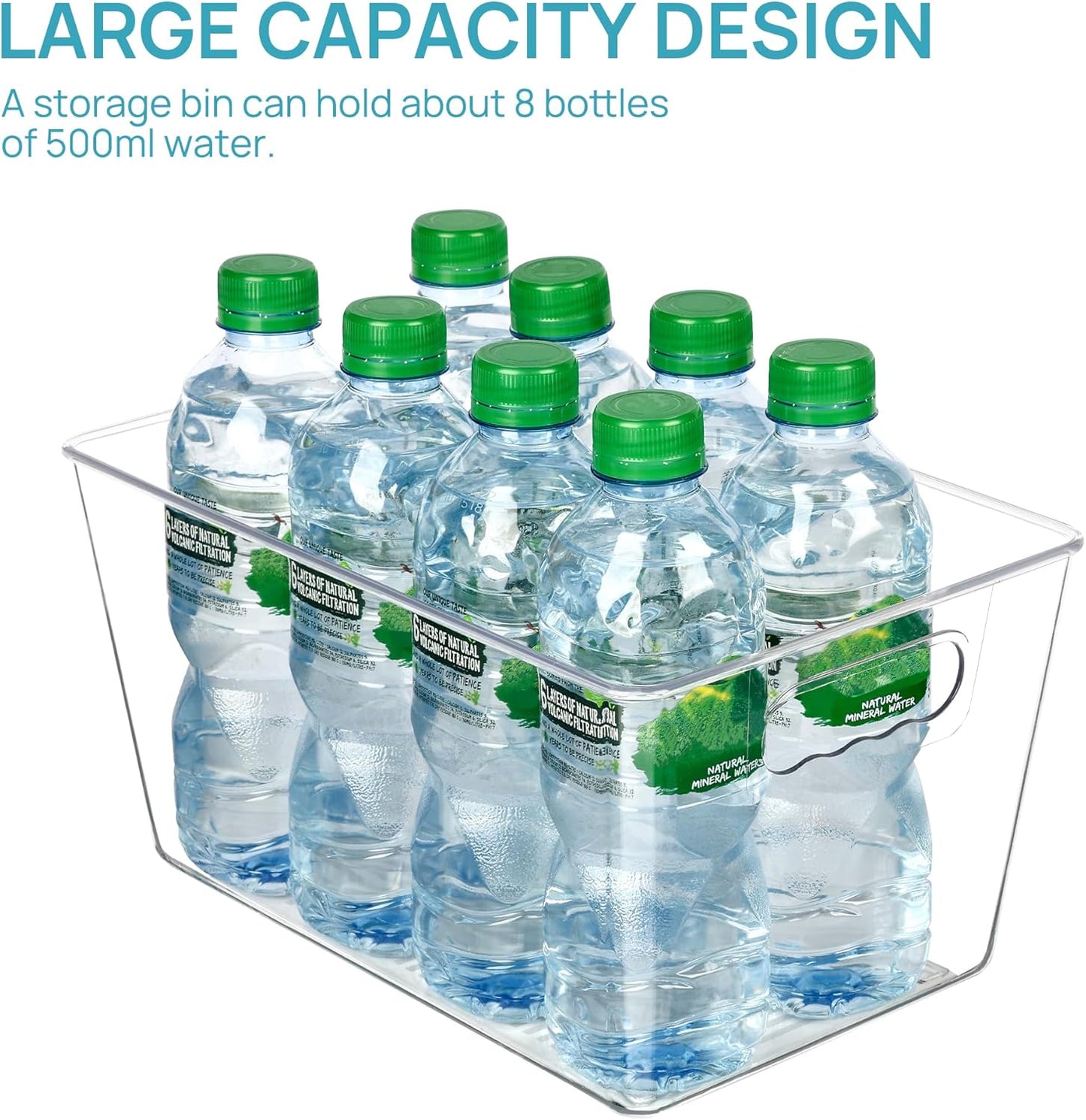 Vtopmart Clear Plastic Pantry Organizer Bins - 4 PCS Food Storage Bins with Handles for Kitchen & Fridge Organization