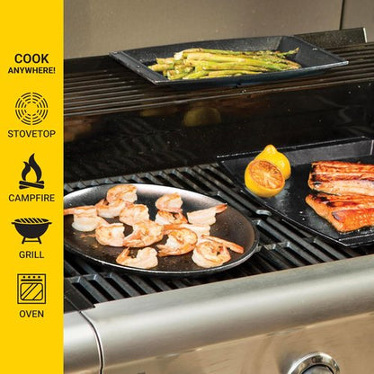 Lodge Cast Iron Griddle - 13.375" Oval Design for Perfect Cooking | Durable Black Finish