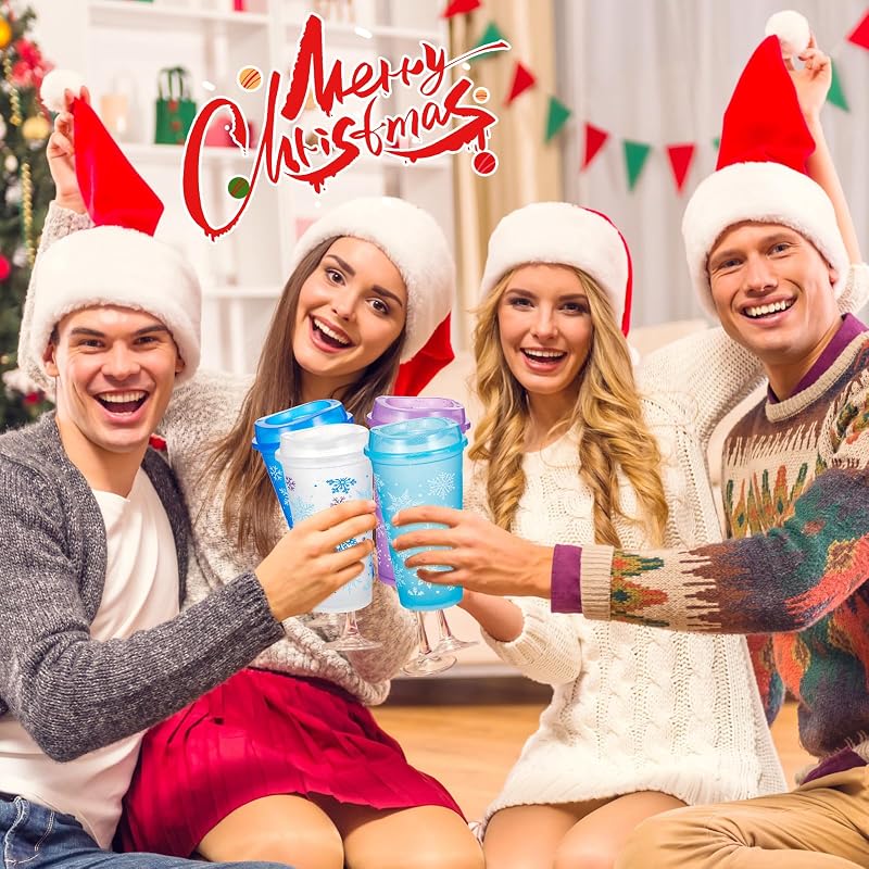 24 Pcs Christmas Reusable Coffee Cups with Lids, 16 oz - Snowflake Style (Variation of THIS listing: 24+Snowflake Style)