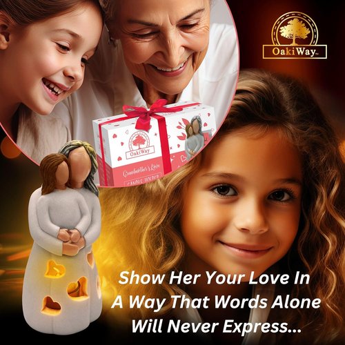 Gigi Hand-Painted Grandma-Granddaughter Candle Holder - Unique LED Gift for Birthdays & Christmas
