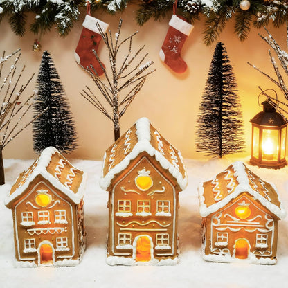 Regine Switzerland Christmas Gingerbread House Kit - 3PCS Mini Village Decorations for Festive Home Decor