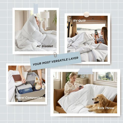 Bedsure Duvet Insert King Size - Lightweight Comforter, Quilted Cooling Duvet Insert, Down Alternative Summer Comforter with 8 Tabs, Ultra Soft Blanket, Striped, King, White, 90x102 inches