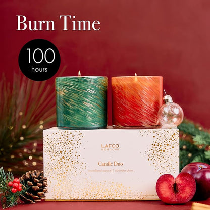 Lafco New York Holiday Candle Duo - Absinthe Plum & Woodland Spruce, 6.5 oz Each