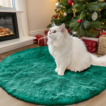 OLANLY Teal Green Round Rugs for Bedroom - Machine Washable, 3 ft Circle Area Rugs for Living Room, Soft and Fluffy Shaggy Carpet for Teen Girl and Boys, Nursery Rooms, Dorms, Home Decor Aesthetic