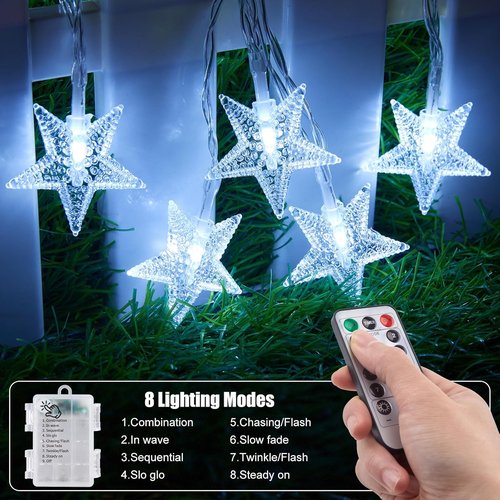 Brightown Star String Lights - 2 Pack 17 ft 50 LED Waterproof Fairy Lights with Remote & Timer | Perfect for Bedroom, Patio & Wedding Decor