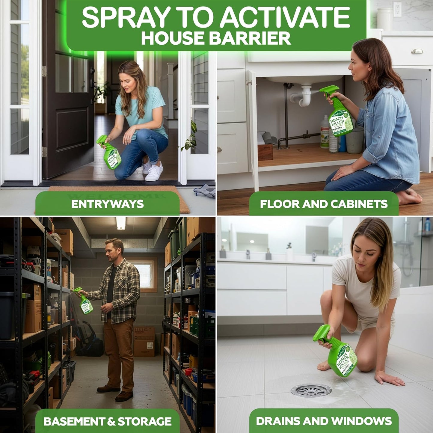 Skiennix Roach Killer - Peppermint Oil Spray for Indoor & Outdoor Use | Safe Pest Control for Kids & Pets (16oz)