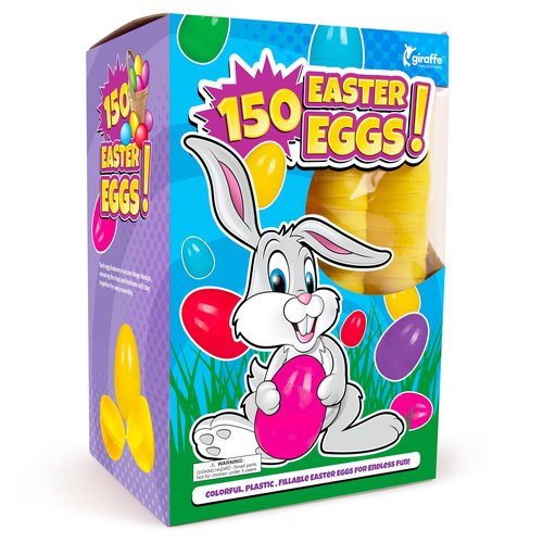 Giraffe 150 Pack Fillable Easter Eggs Bulk – Multi Color Empty Plastic Eggs for Kids - Easter Basket Stuffers for Kids Egg Hunt Prizes Party Favors Classroom Prizes Treasure Box Toys