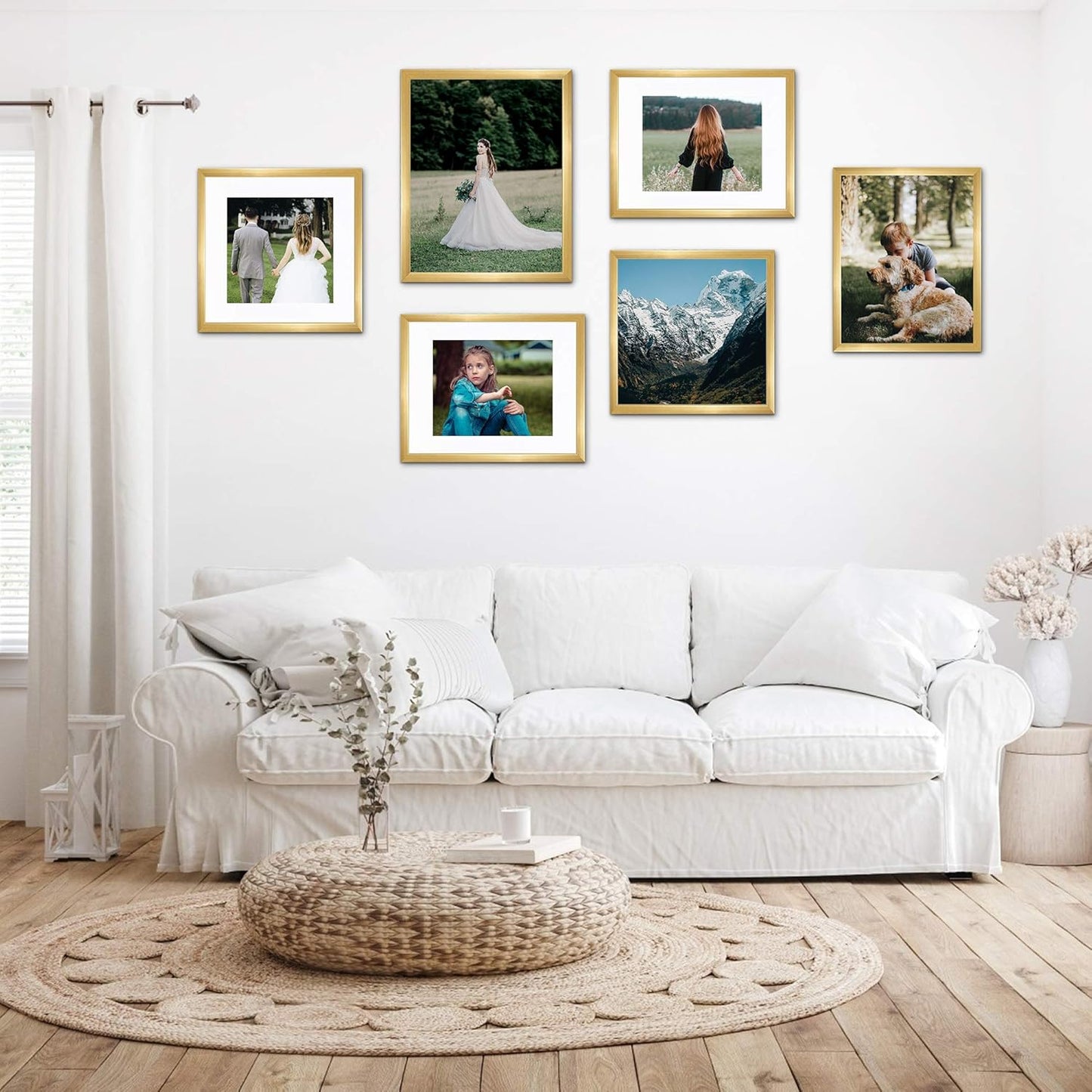 Upsimples 8x10 Picture Frame Set of 5 - Elegant Gold Frames for 5x7 or 8x10 Photos | Perfect Wall Gallery Decor