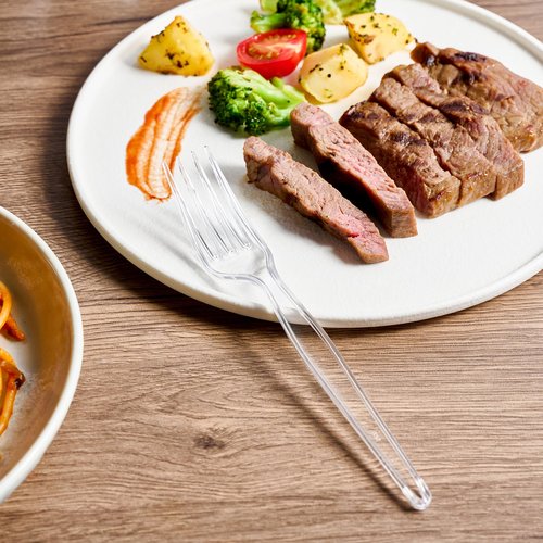 JOLLY CHEF [300 Count] Clear Plastic Forks,Heavy Duty Disposable Forks Plastic Utensils Perfect for Home, School, Party, Restaurant, Christmas or Daily use