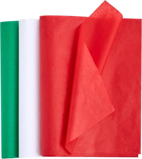JOYIN Christmas Tissue Paper Assortment - 180 Sheets (20" x 20") in Red, Green & White for Easy Gift Wrapping