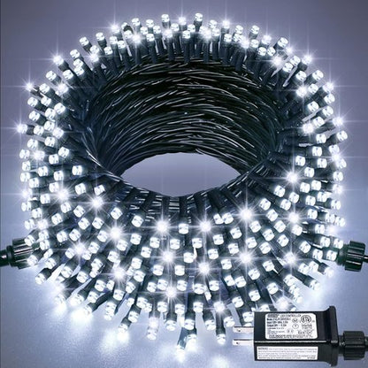 JMEXSUSS 200 LED White Christmas Lights - 66ft Waterproof Twinkle String Lights for Indoor/Outdoor Use