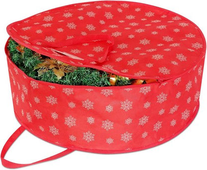 Christmas Wreath Storage Container - 24 Inch Durable Bag with Handles for Holiday Decor - 1 Pack