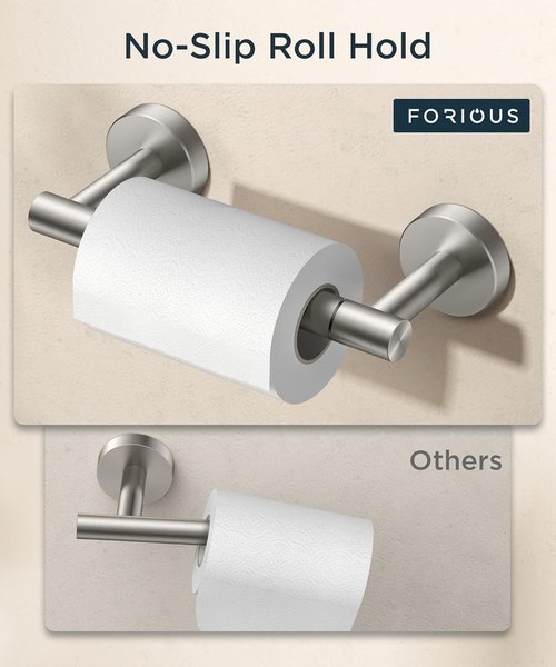 FORIOUS Toilet Paper Holder - Rustproof Double Post Pivoting Design | 2-Pack Stainless Steel Dispenser