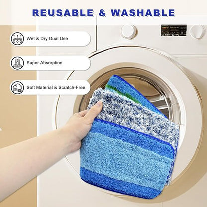 Bona | 6 Pack Microfiber Mop Pads - Washable & Reusable for Hardwood Floors | Deep Cleaning & Dusting