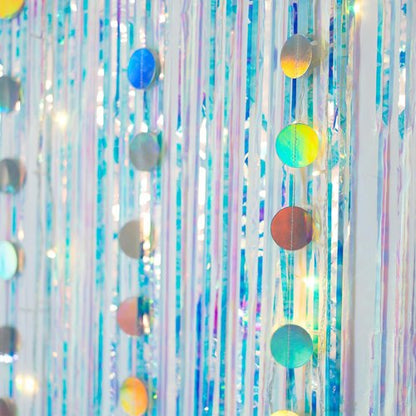 GREATRIL Iridescent Tinsel Streamers - Round-Shaped Garland for Festive Decor