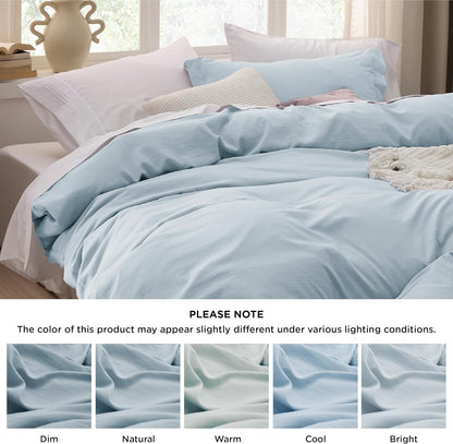 Bedsure Sky Blue Duvet Cover Set - Extra Soft Prewashed Cotton-Like Polyester | Twin/Twin XL Size, 2 Pieces