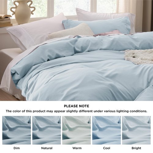 Bedsure Sky Blue Duvet Cover King Size - 3 Pieces Prewashed Cotton-Like Polyester Extra Soft Bedding Set, Includes 1 Duvet Cover 104x90 Inches with Zipper Closure & 2 Pillow Shams, No Comforter