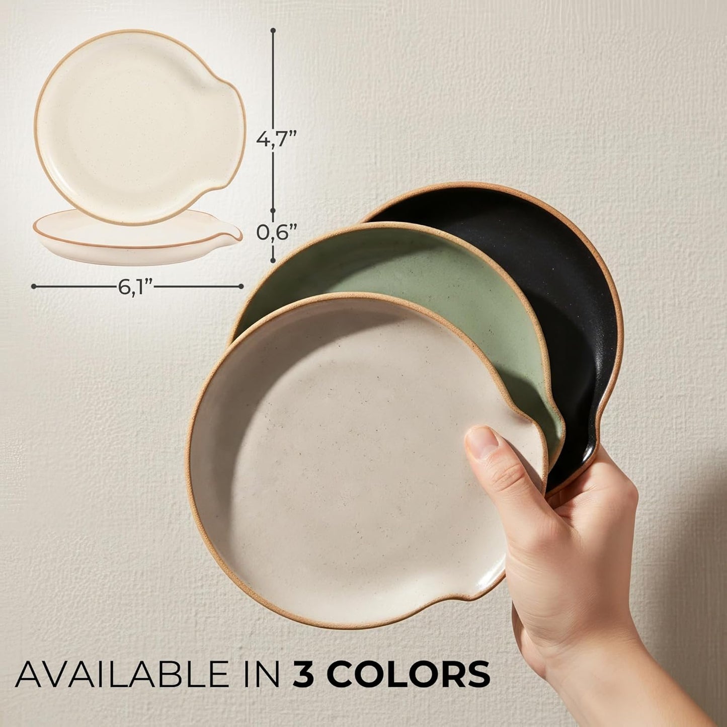 Skiennix Ceramic Spoon Rest - Stylish & Easy-to-Clean Spoon Holder for Kitchen Countertop | Dishwasher Safe